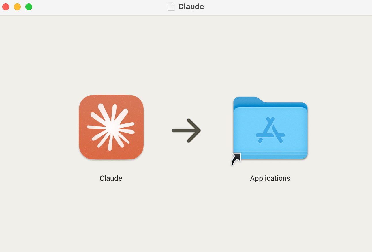 图 1-2 展示 macOS 挂载 `Claude.dmg` 后出现的安装窗口。